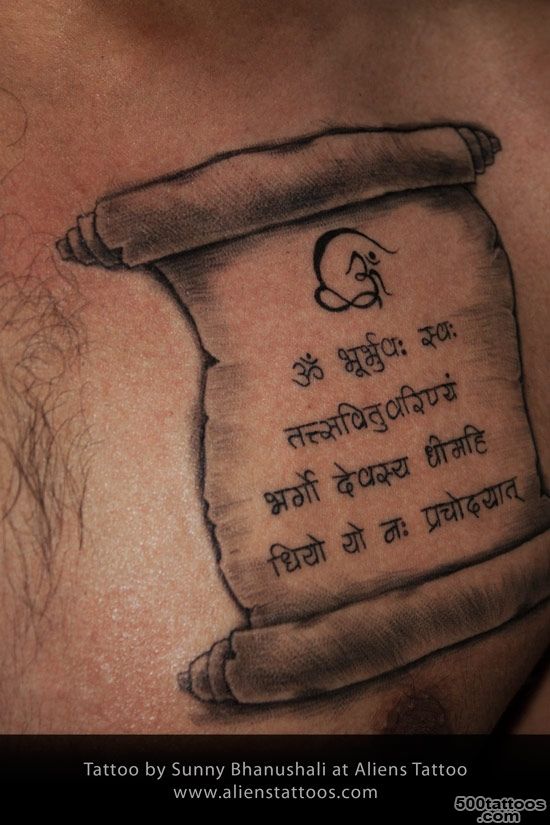 Scroll of Gayatri Mantra, Inked by Sunny at Aliens Tattoo, Mumbai_48