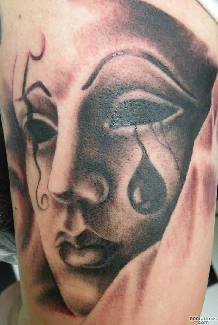 Nice Mask Tattoo Crying Lady  Tattooshunter.com_25