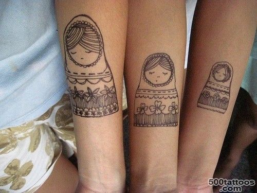 Interesting black and white sleeping Matryoshka tattoo on arm ..._36