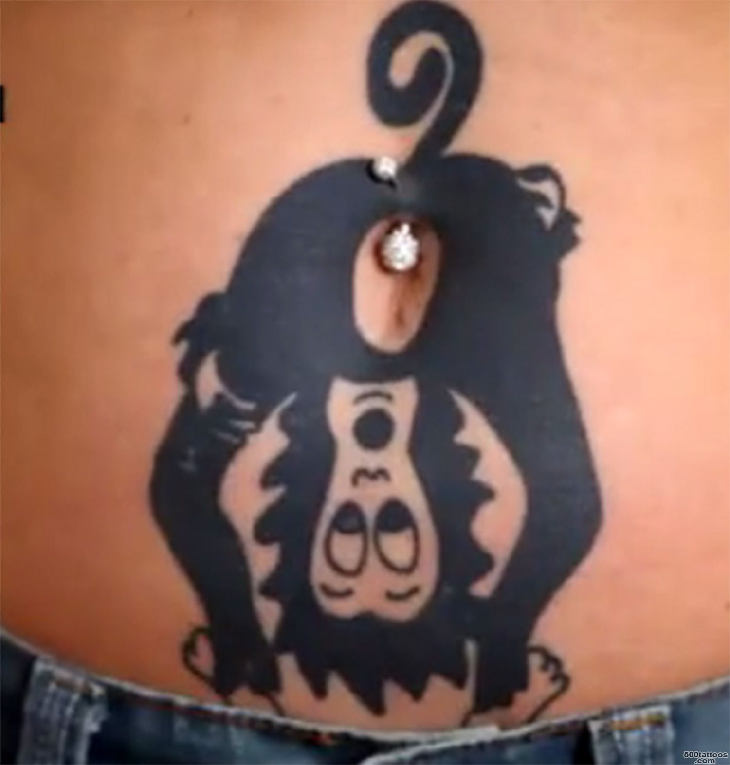 Driving me ape … Woman#39s belly button monkey tattoo is butt of ..._38