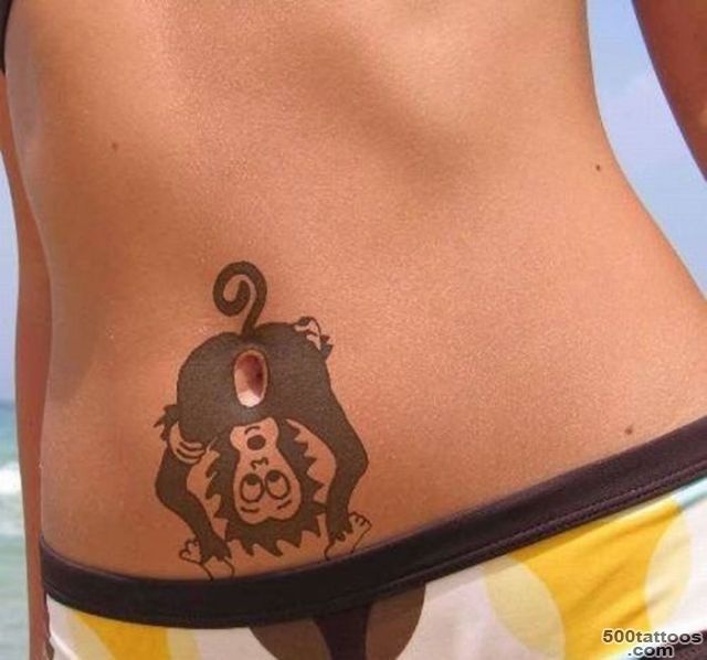 Monkey Tattoo On Belly Button  Tattoobite.com_37