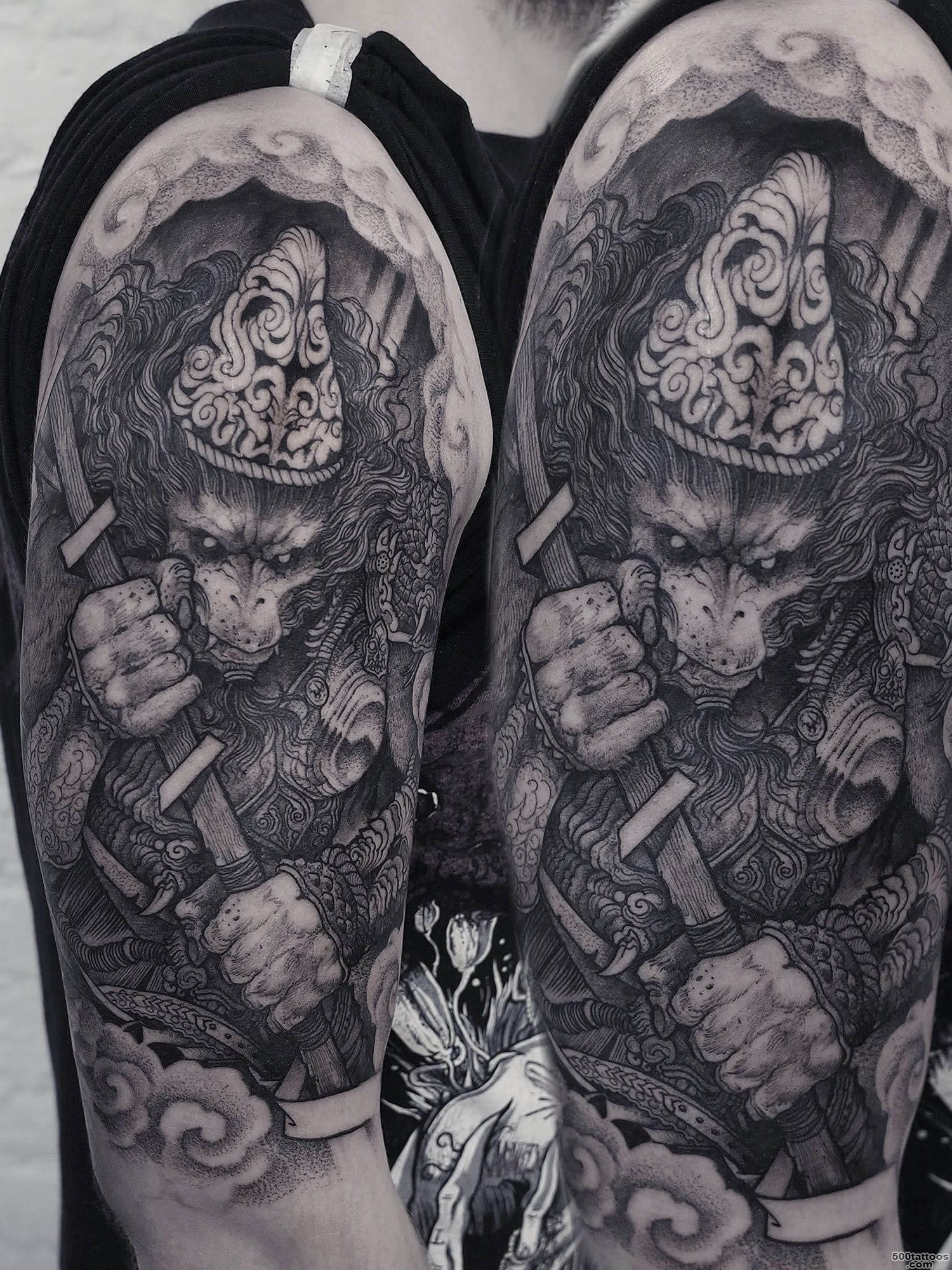 Warrior Monkey Tattoo  Best Tattoo Ideas For Men And Women_46