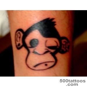 Man Face Portrait And Monkey Tattoo On Sleeve   Tattoes Idea 2015 _5