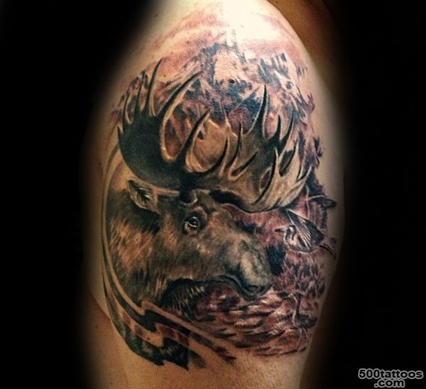 60 Moose Tattoo Designs For Men   Antler Ink Ideas_6