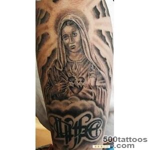 Christian style detailed black and white God mother western tattoo _19