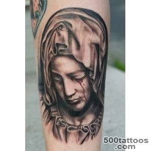 Sad Mother Siant Mary God Tattoo Design For Shoulder _5