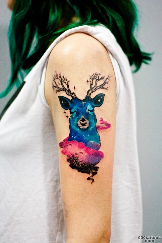 Pin Mystical Geometric Style Colored Tattoo With Big Wale On Arm ..._26