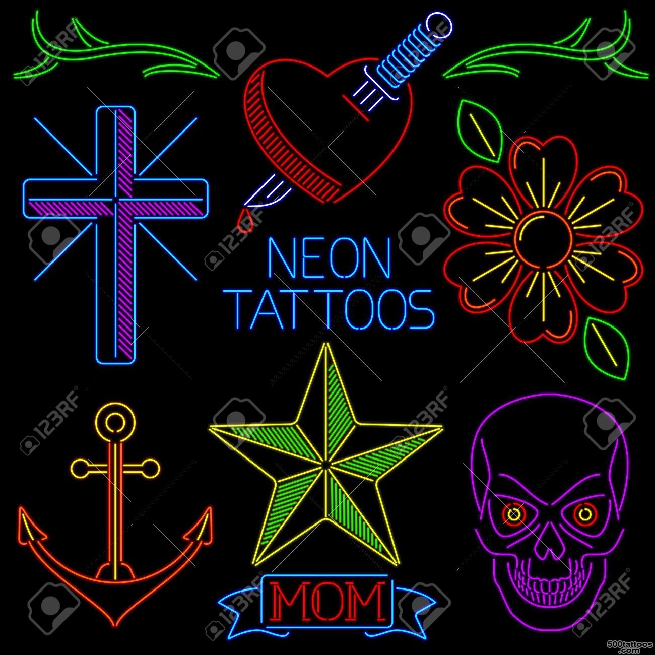 Neon Tattoos Royalty Free Cliparts, Vectors, And Stock ..._20