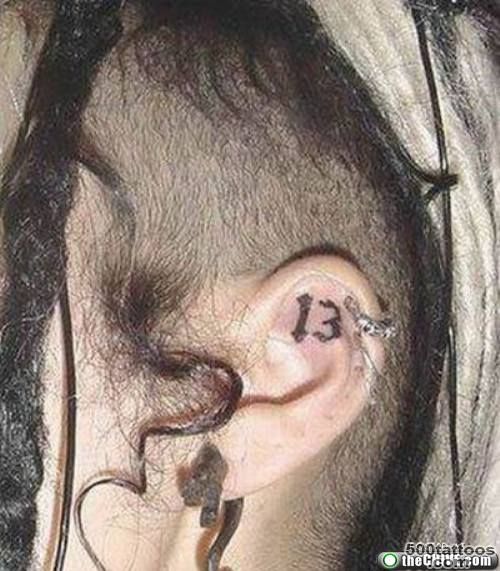 Number 13 Left Ear Tattoo   Ear Tattoo Designs_38