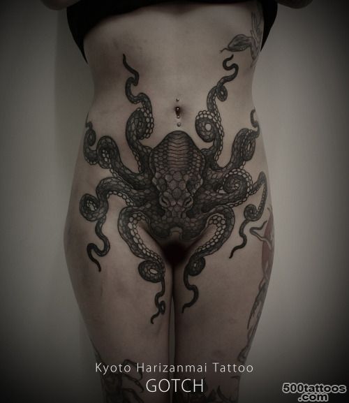 tattoo Octopus ink stomach blackwork stomach tattoo octopus tattoo ..._47