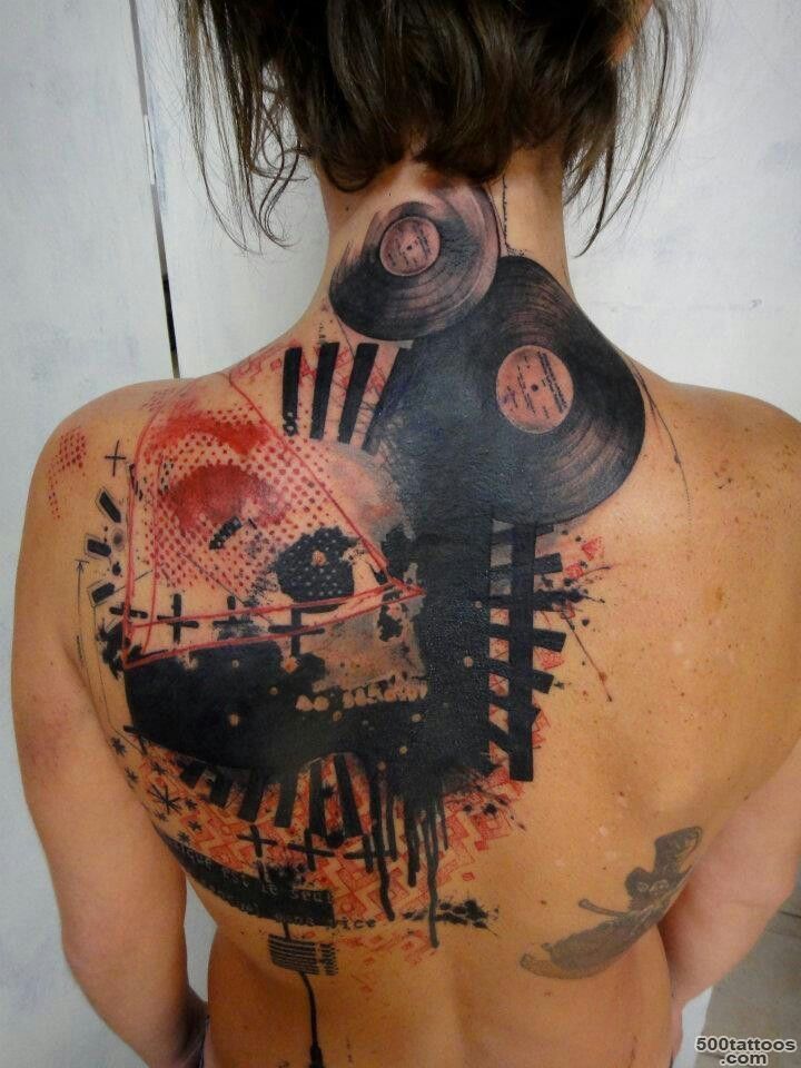 Record and skull music tattoo  tattoo  Pinterest  Music Tattoos ..._19