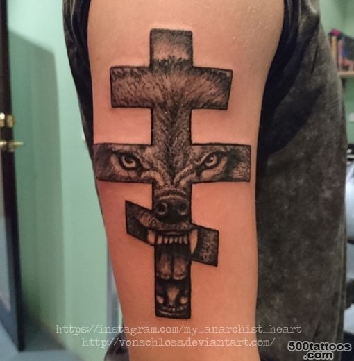 DeviantArt More Like Wolf in Orthodox Cross Tattoo by Sean von ..._27