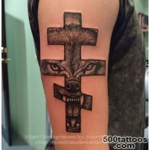 DeviantArt More Like Wolf in Orthodox Cross Tattoo by Sean von _27