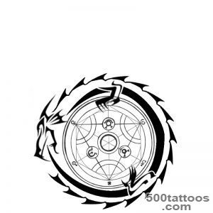 Black Tribal Outline Ouroboros Tattoo Design by Finaira_9