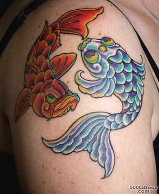 Fish Pair Tattoo On Shoulders_31