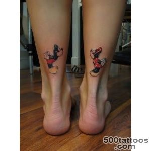 Colored Mickie and Minnie Mouse pair leg tattoo   Tattoos photos_35