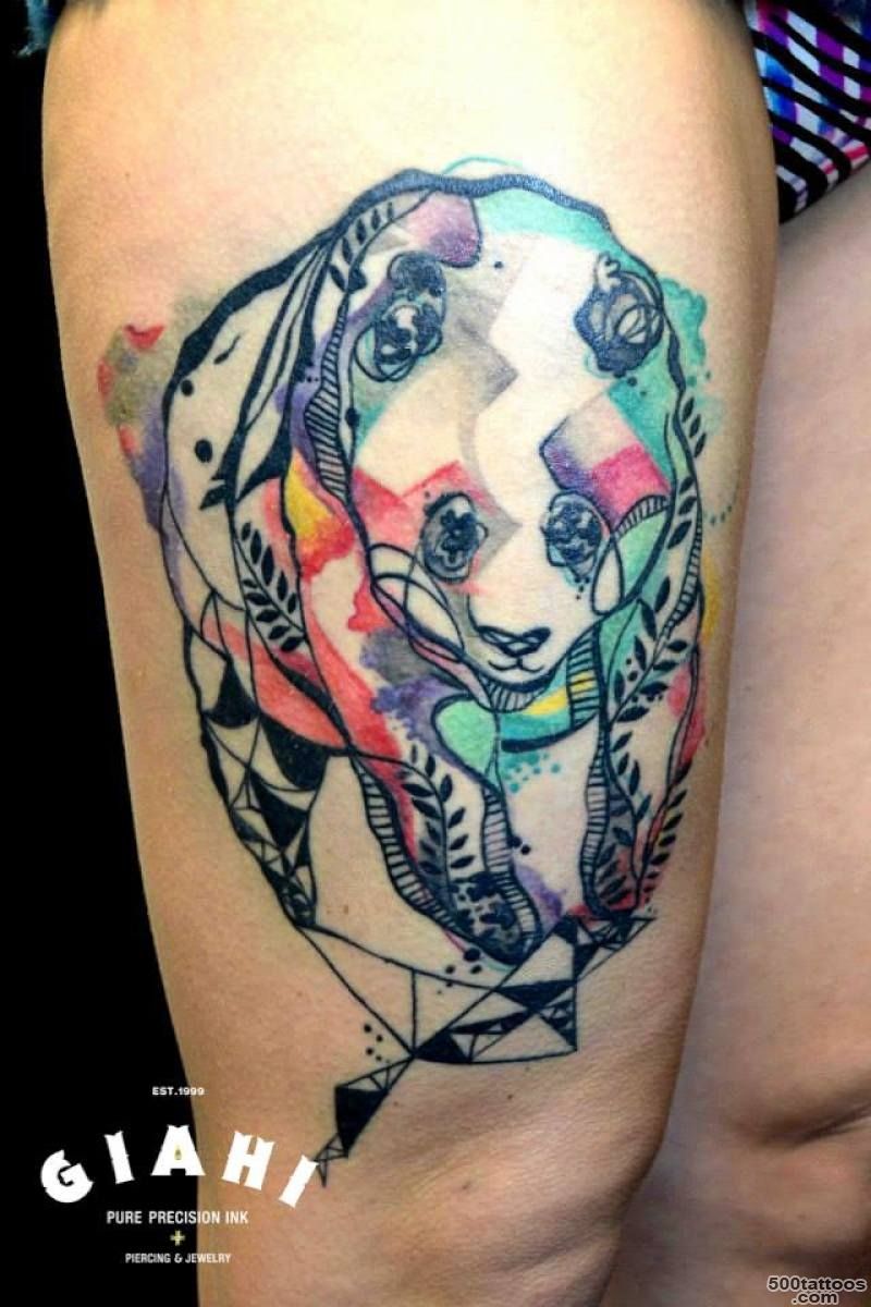 Colorful Panda tattoo by Petra Hlav?ckov?  Best Tattoo Ideas Gallery_46