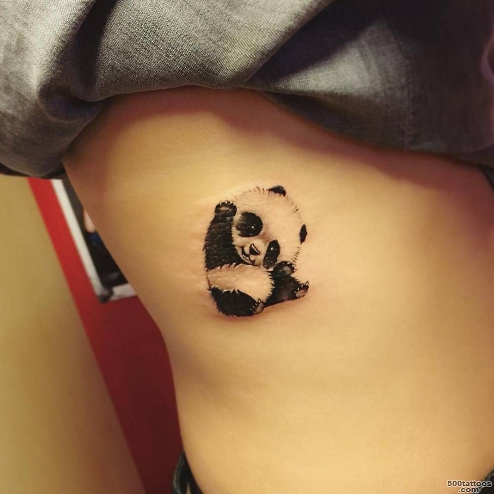 Illustrative panda tattoo on the right side...   Small Tattoos for ..._13