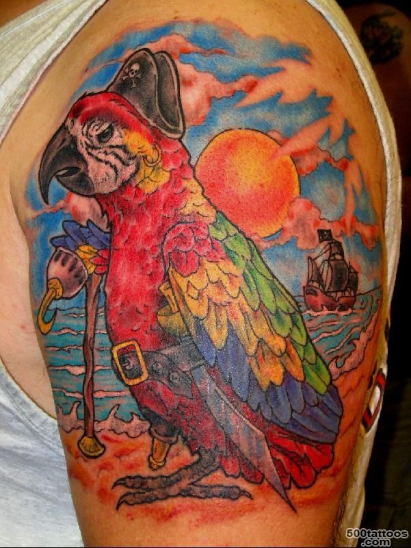 Traditional Parrot Tattoo On Right Shoulder_33