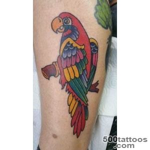 Cool Parrot Tattoo Design For Leg Calf By Dave Winn_29