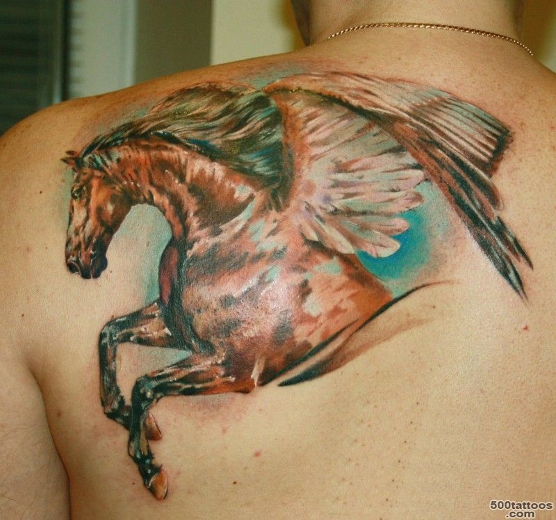 Unique Pegasus With Tree Color Tattoo On Full Back By Danielius ..._33