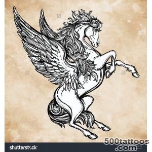 Hand Drawn Vintage Pegasus Mythological Winged Horse Victorian _29