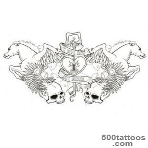 Nice Pegasus Colorless Tattoo Design By Canda Chan_38