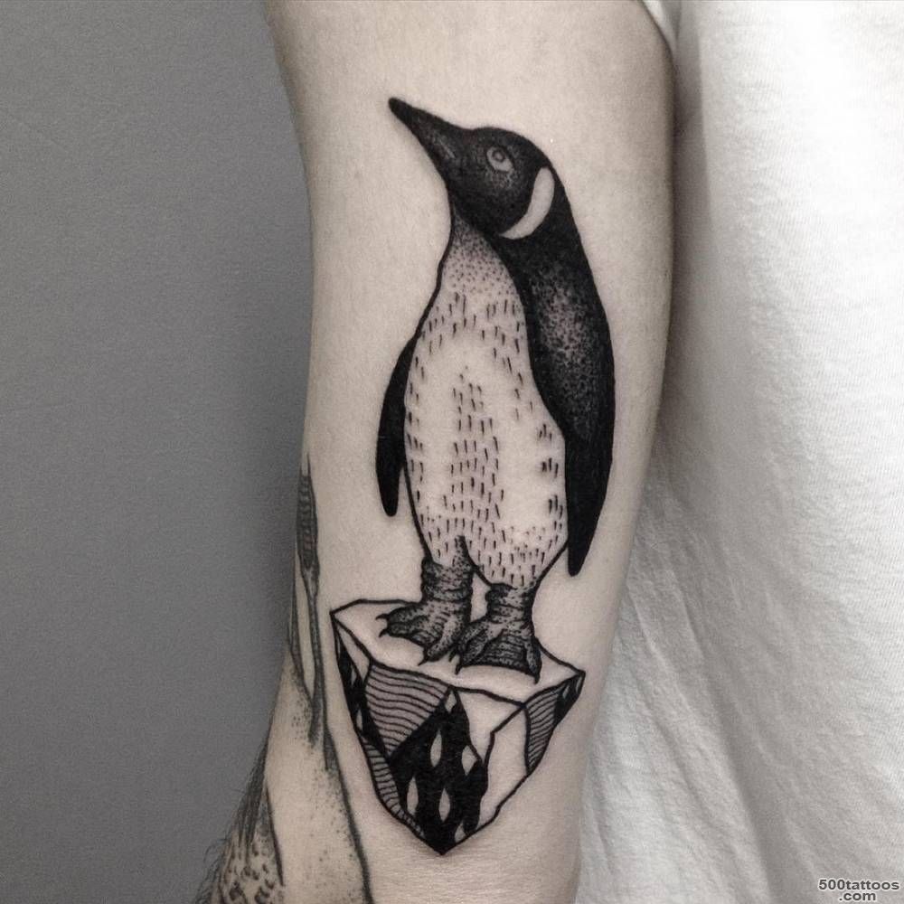 Neotraditionallackwork style penguin tattoo on the_17