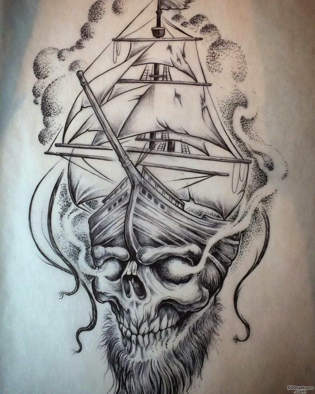 9+ Pirate Ship Tattoos Designs_46