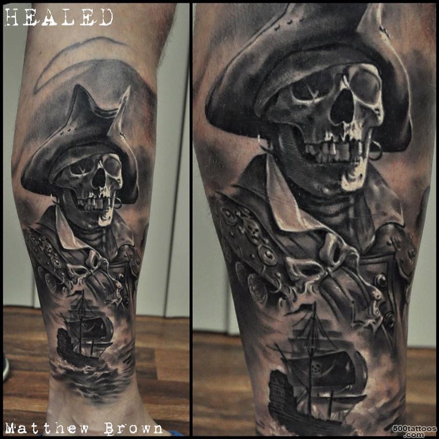 Pirate Skeleton on Guys Leg  Best tattoo ideas amp designs_43