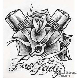 Rose Flower And Bike Piston Tattoo Design  Tattooshuntcom_26