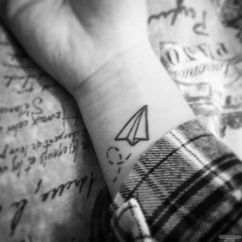 Paper plane tattoo on the left inner wrist.   Little Tattoos for ..._37