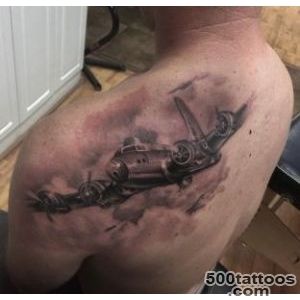 Realistic black and gray B13 plane tattoo, Ryan Mullins Art _41JPG