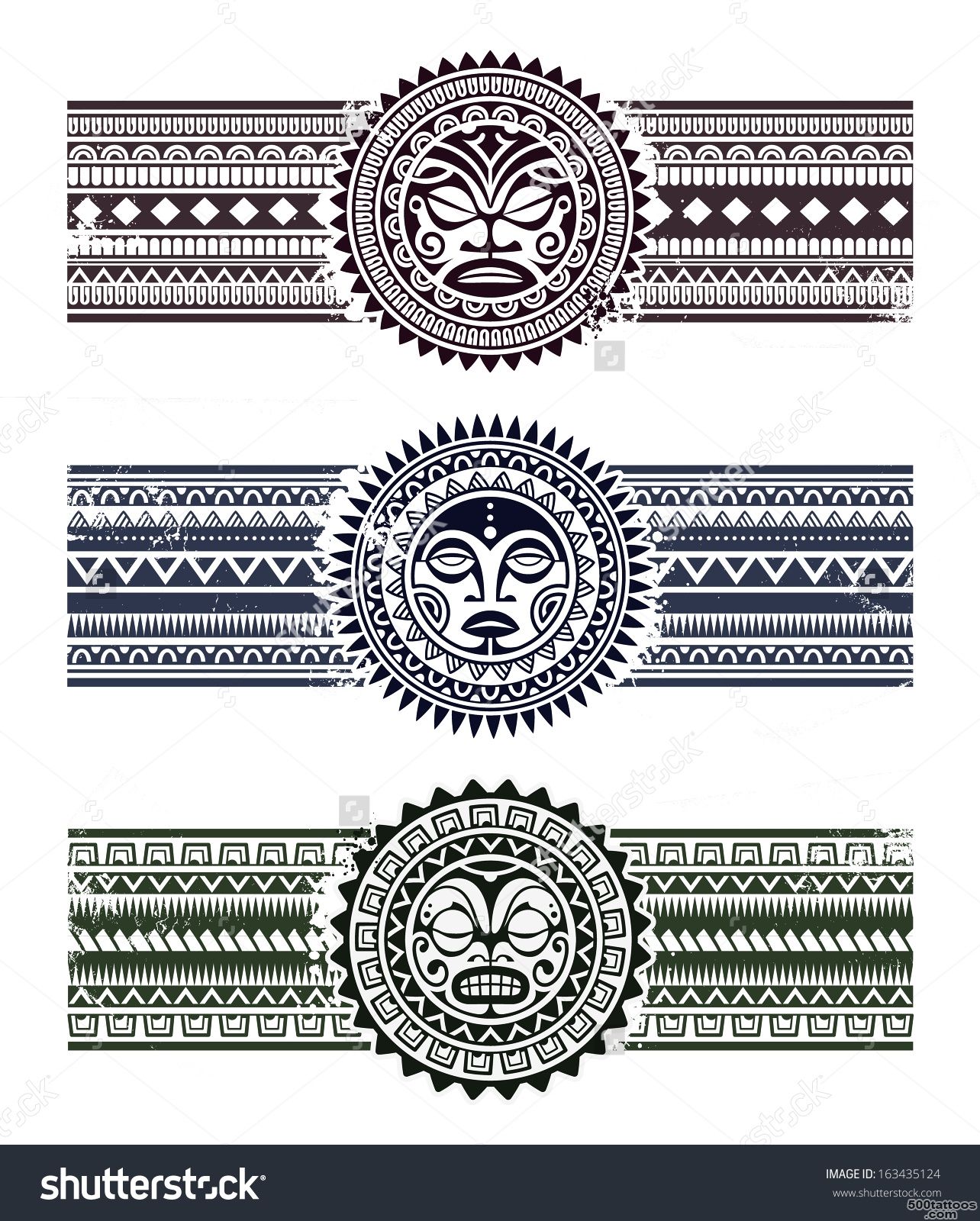 Polynesian Tattoo Styled Masks With Pattern Bracelets. Vector ..._31