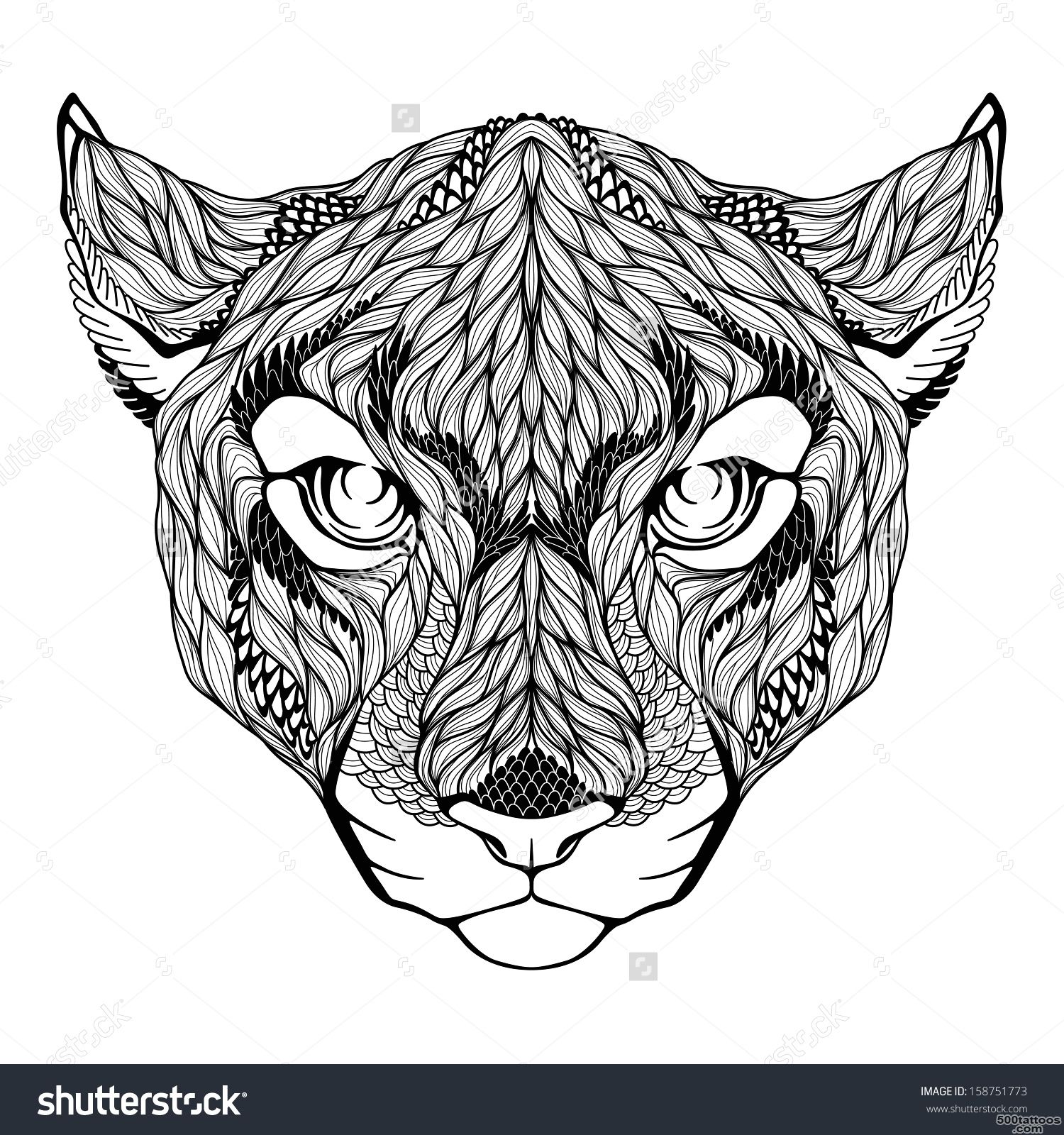 Puma Head Tattoo. Vector Illustration   158751773  Shutterstock_8