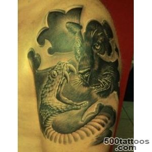 Snake and black puma tattoo on half sleeve   Tattooimagesbiz_45