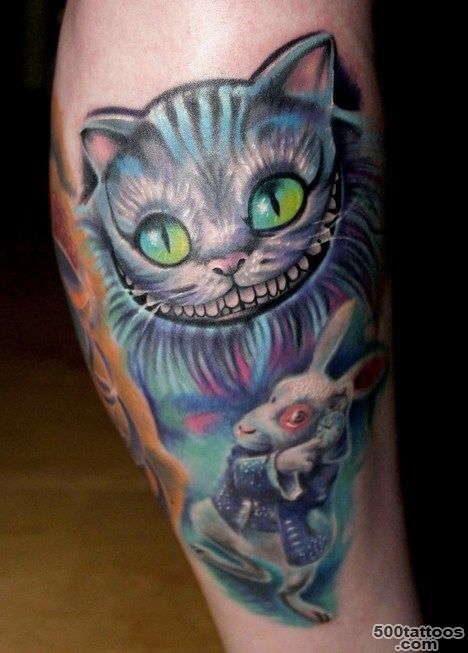 Cheshire Cat And White Rabbit Tattoo_49