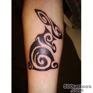 Black Tribal Rabbit Tattoo On Forearm By Erika Jade_47