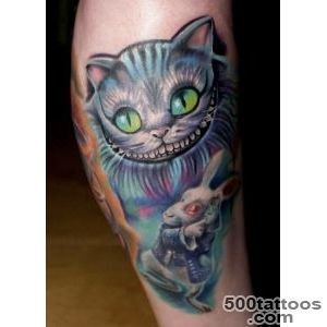Cheshire Cat And White Rabbit Tattoo_49
