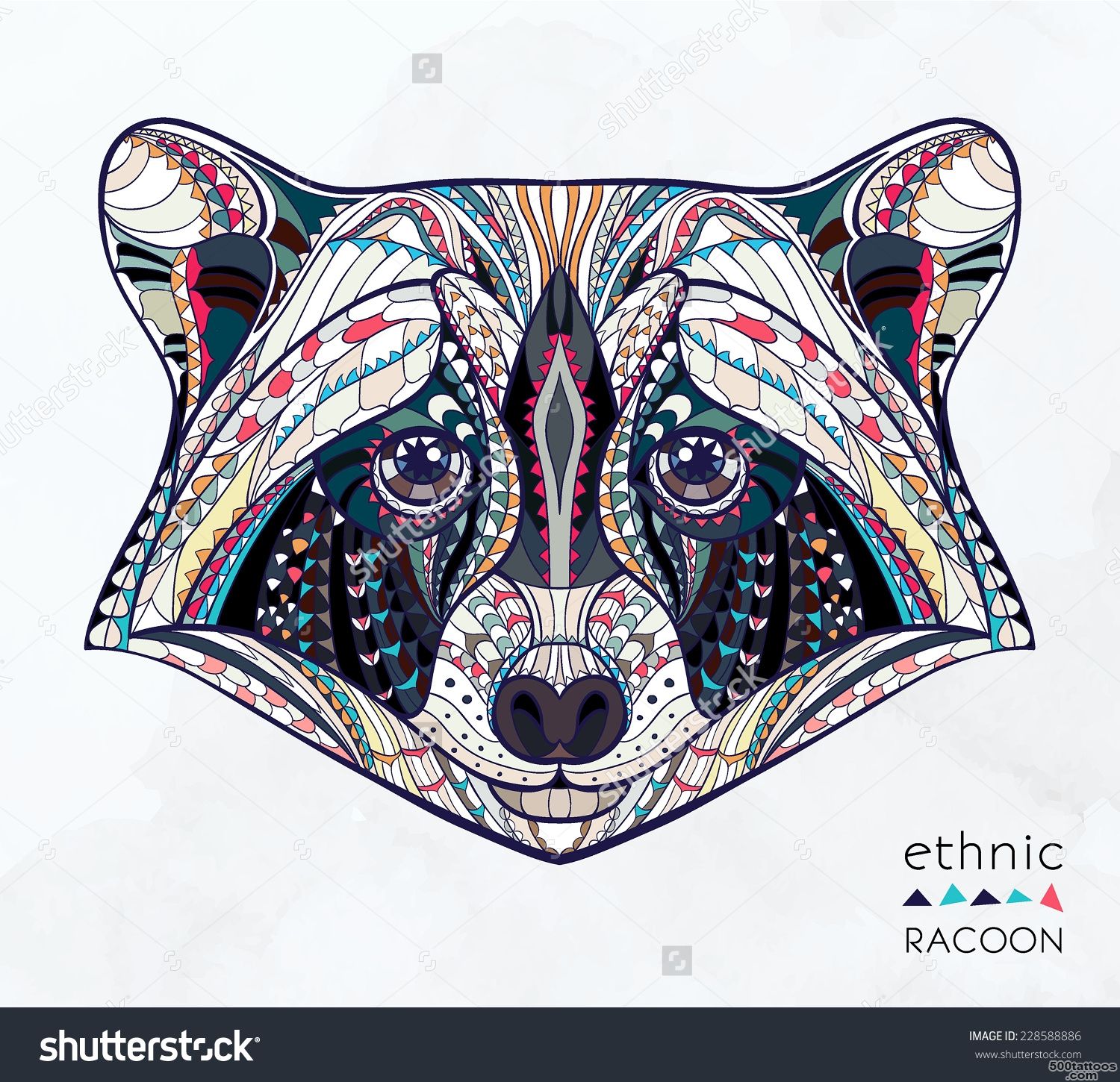 Ethnic Raccoon  African  Indian  Totem  Tattoo Design Stock ..._15