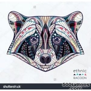Ethnic Raccoon  African  Indian  Totem  Tattoo Design Stock _15