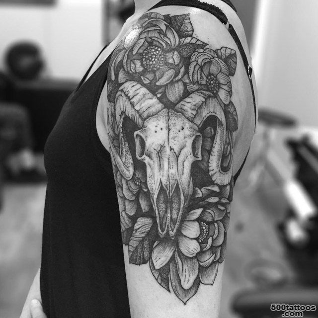 Ram Skull Tattoo on Shoulder  Best Tattoo Ideas Gallery_12
