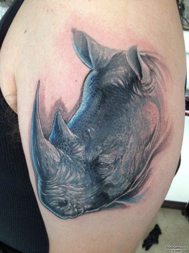 Awesome realistic rhino tattoo on hand   Tattooimages.biz_7