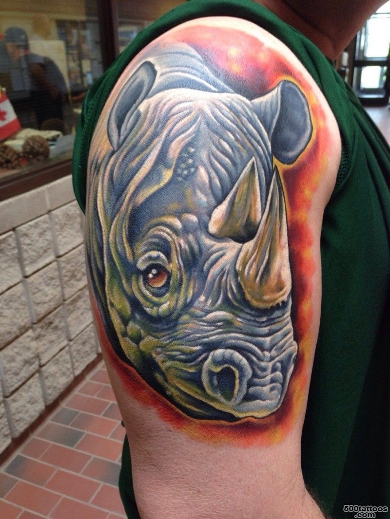 Geometric black ink rhino tattoo   Tattooimages.biz_40