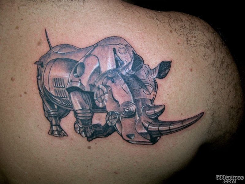 Pin Red Outline Rhino Tattoo On Man Stomach on Pinterest_13