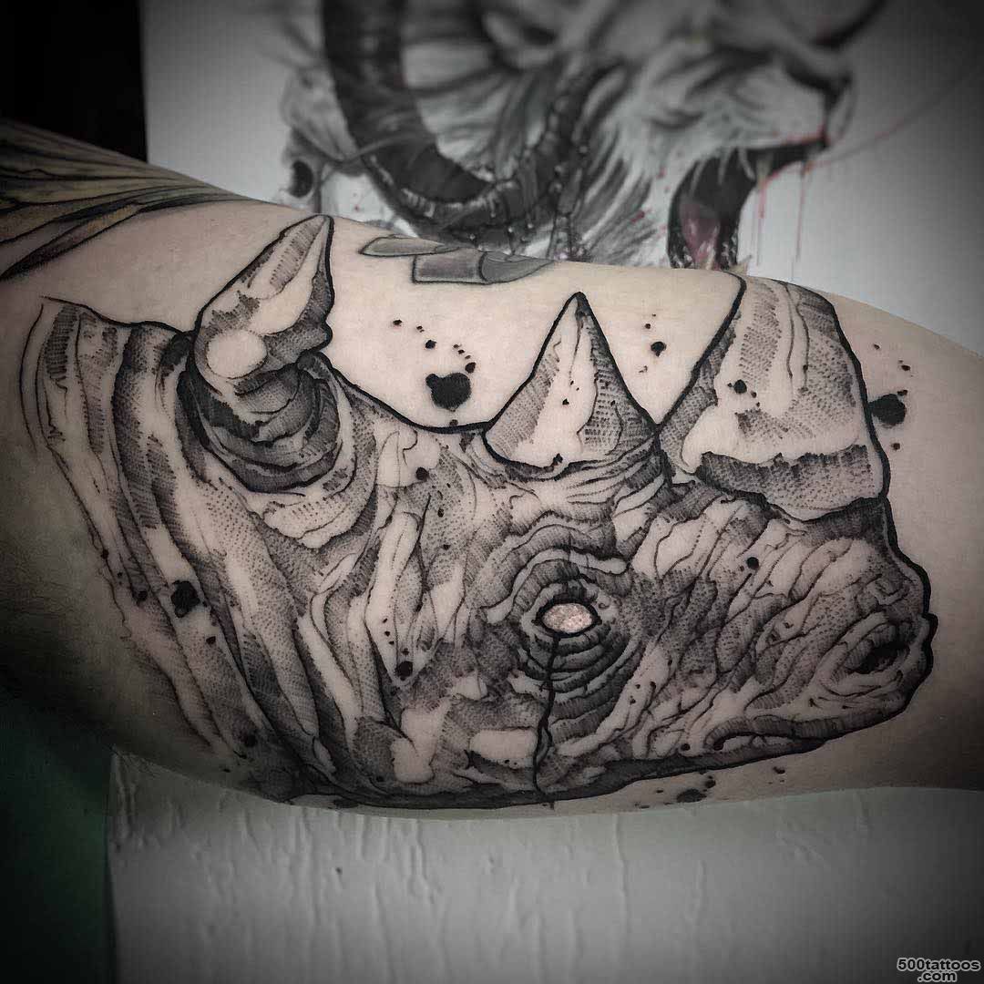 Rhino Tattoo on Bicep  Best Tattoo Ideas Gallery_32