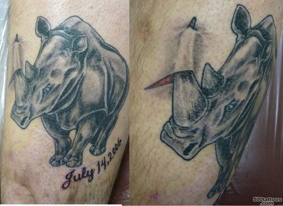 Simple Black Rhino Tattoo On Forearm_14