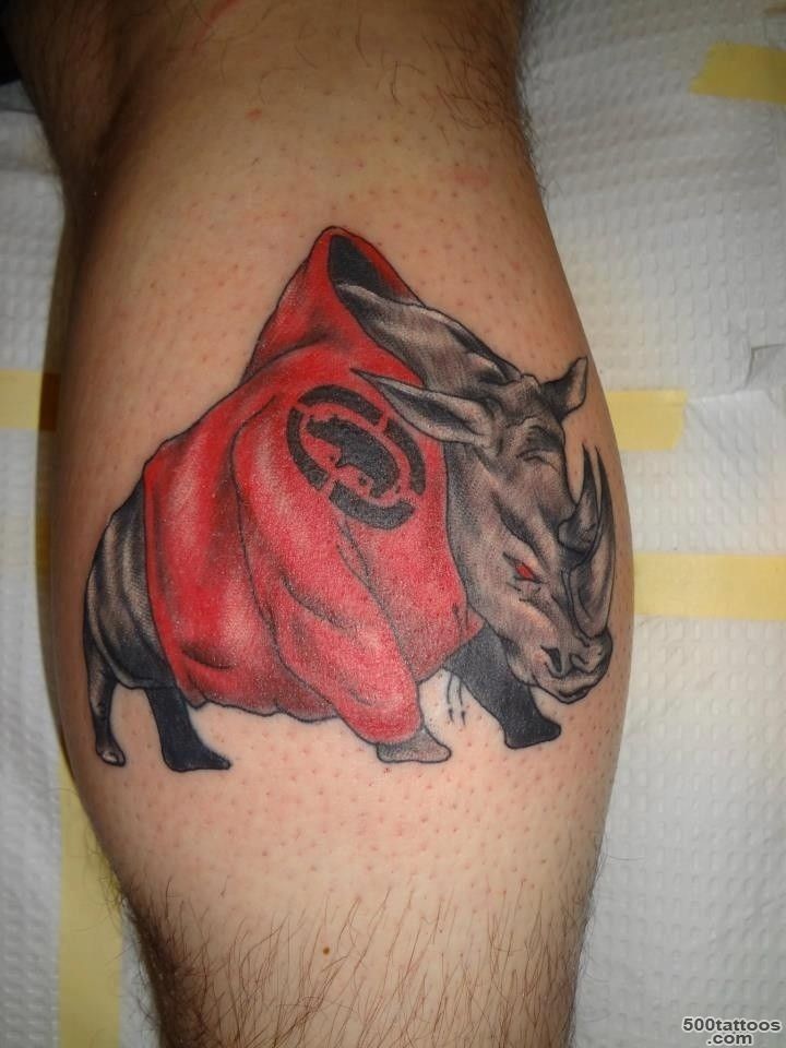 Wild rhino tattoo running in fire   Tattooimages.biz_10