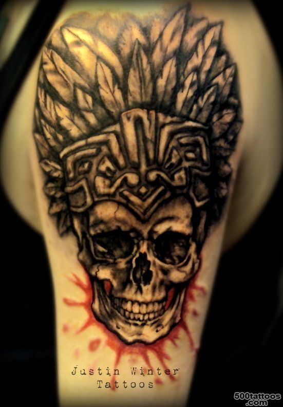 Aztec Skull Tattoo by Justin Winter Seattle, Wa  American Ritual ..._41