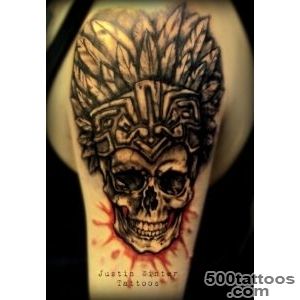 Aztec Skull Tattoo by Justin Winter Seattle, Wa  American Ritual _41